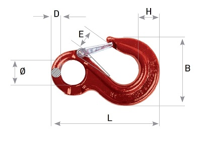 Ösenhaken für Rundstahlkette 7/8mm  Güteklasse 8 / G80