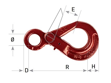 Sicherheitshaken mit ÖSE für Rundstahlkette 6 mm  Güteklasse 8 / G80