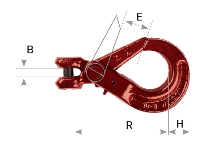 Sicherheitshaken mit Gabelkopf für Rundstahlkette 13 mm  Güteklasse 8 / G80