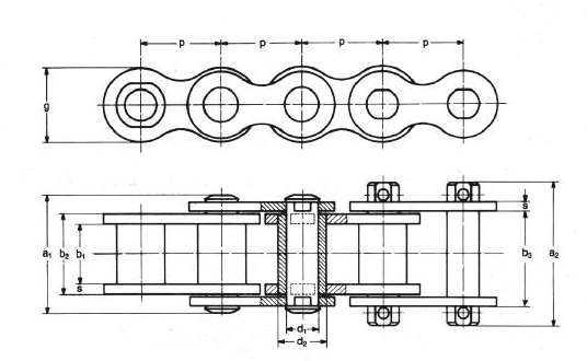 Buchsenkette/bush chain p=70 DIN 8164
