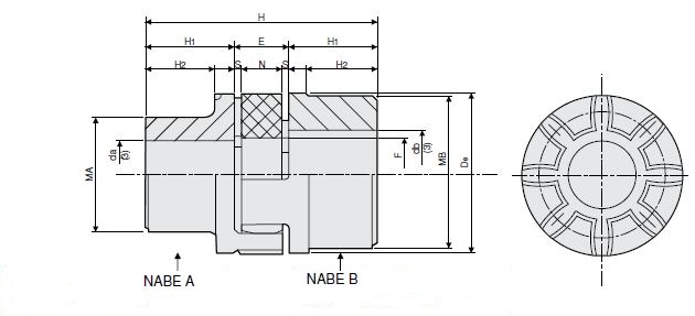Halbkupplung 42 A Nabe Typ A Material GG25